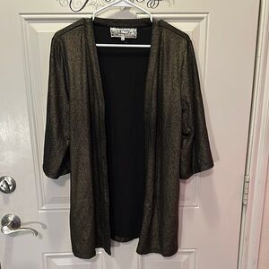 Pink Martini black /‎ gold long sparkle cardigan / Size L / box 32-3